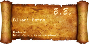Bihari Barna névjegykártya